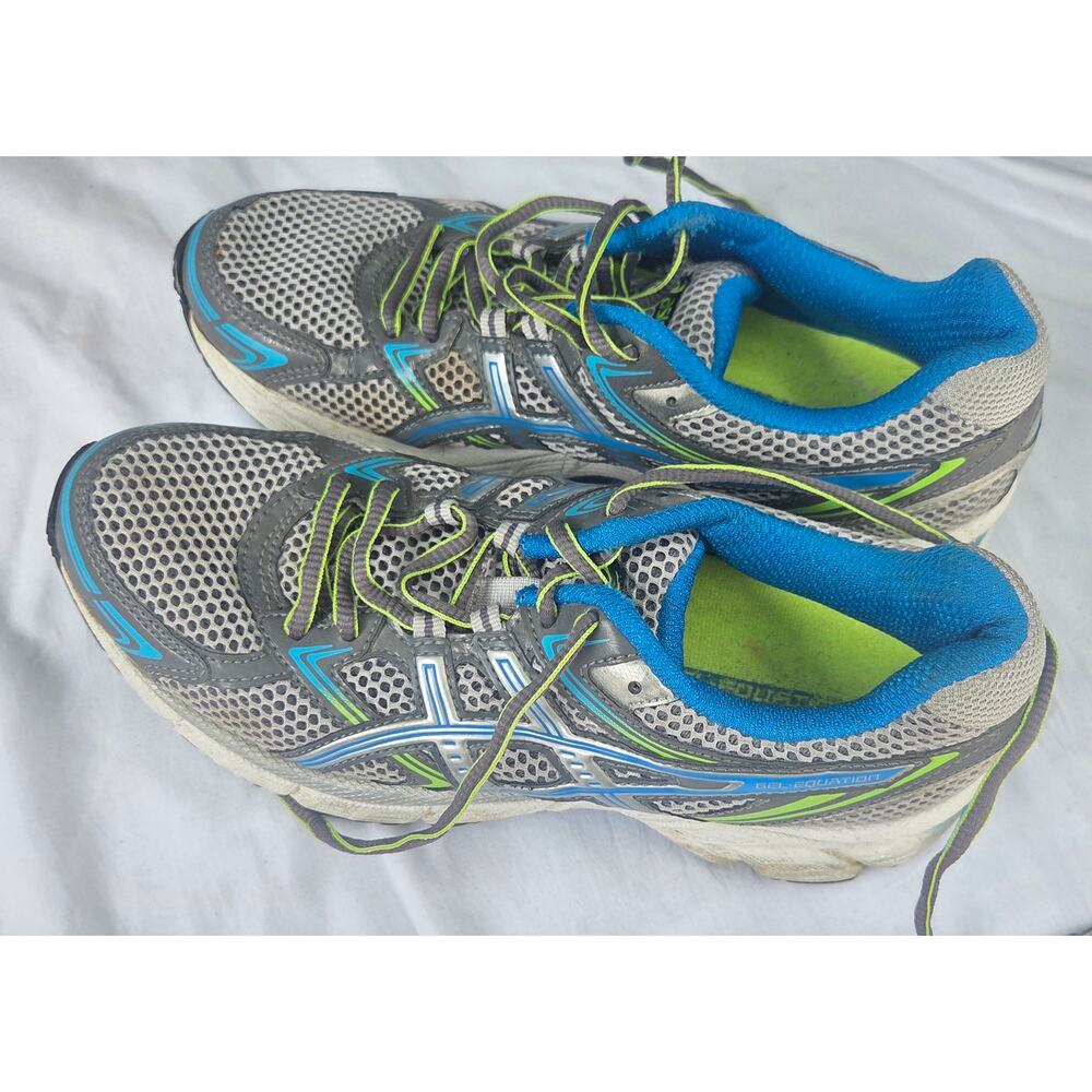 Asics Gel-Equation Womens 7 Running Shoes Titanium/Neon Blue/Green View 3